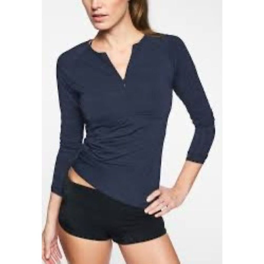 Athleta Navy Pacifica Wrap Front Athletic Long Sleeve Top‎ - Women’s MP